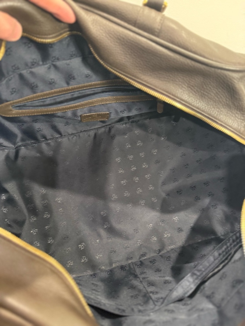 Brooks Brothers Brown Pebbled Leather Duffle Weekender Travel Bag - Picture 5 of 8